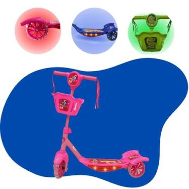 Imagem de Patinete Infantil 3 Rodas 99 Toys com Cesta e Luz LED Dinossauro, Unic