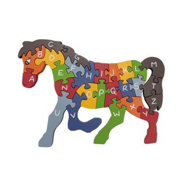 Imagem de QuebraCabeça Educativo Gigante Cavalo Letras e Números em Madeira - Ed