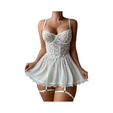 Imagem de Conjunto De Sutiã E Calcinha De Renda Sexy Transparente, Lingerie Luxu