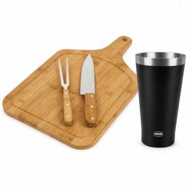 Imagem de Kit Churrasco - Conjunto Bamboo + Copo Térmico 550ml MOR
