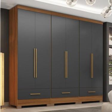 Imagem de Quarto Modulado 100% MDF 3 Peças 6 Portas 3 Gavetas Smart Plus Bege/Ci