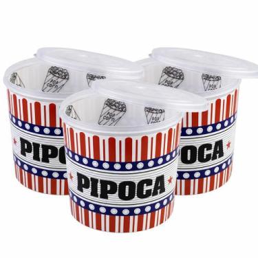 Imagem de Kit 3 Baldes de Pipoca 2L com Tampa Plástica Pedreira Utilidades Color
