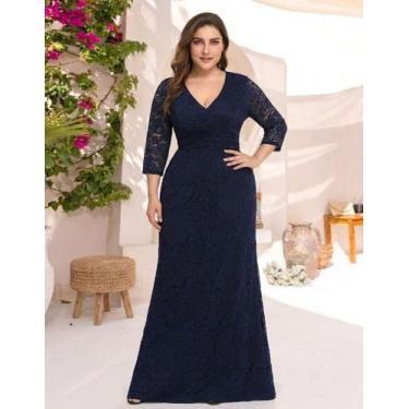 Imagem de Vestido Longo Plus Size 62 Renda Civil Formatura Batizado Festa - Bell