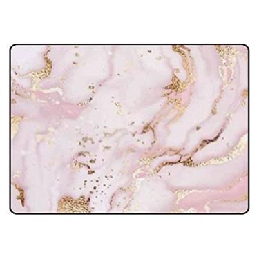 Imagem de Tapete de área macia com textura de mármore em ouro rosa abstrato tapete antiderrapante para sala de estar, quarto, sala de jantar, entrada de sala de aula 6 x 9 cm