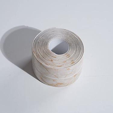 Imagem de WSWJDW Banheiro Chuveiro Pia Banheira Fita de vedação Branco Transparente PVC Autoadesivo Adesivo de parede à prova d'água para cozinha de banheiro, mármore C 5 cm x 2,6 m