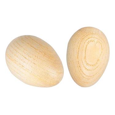 Imagem de KKcare Abanadores de ovos de madeira maracas instrumento musical de percussão ovos 2 peças bege