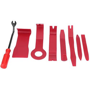 Imagem de 8 peças de ferramenta de remoção de acabamento automático, painel de rádio de porta interior de carro, kit de remoção forte, com 1 removedor de fixador (vermelho)