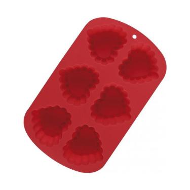 Imagem de Assadeira de Silicone para Cupcake/Muffin Coração Vermelha 8509 - Mor