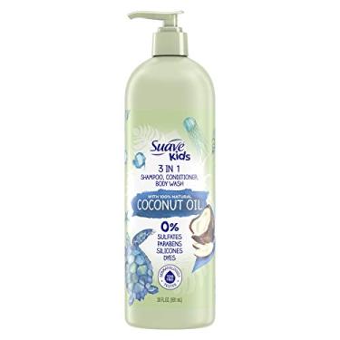 Imagem de Suave Shampoos 3 em 1 para crianças, condicionador, sabonete líquido corporal com óleo de coco para hidratação, sem rasgos, 590 ml