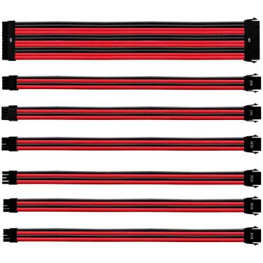 Imagem de Kit de Cabo Extensor Sleeved para Fonte Cooler Master vermelho/preto rdbk gl pvc 30 cm 7 Cabos - cma