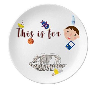 Imagem de Prato de porcelana em forma de corpo urso esqueleto prato redondo menino homem