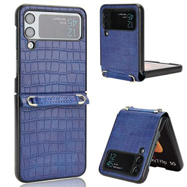 Imagem de Capa dobrável de couro confortável anti-reflexo para Samsung Galaxy Z Flip 4 5G Flip4 Flip3 Flip 3 Zflip4 à prova de choque, azul, para Samsung Z Flip 4