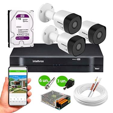 Imagem de Kit 3 Câmeras de Segurança Intelbras HD 720p VHD 3130 B G6 30m infra Metal + DVR Intelbras + HD 1tb