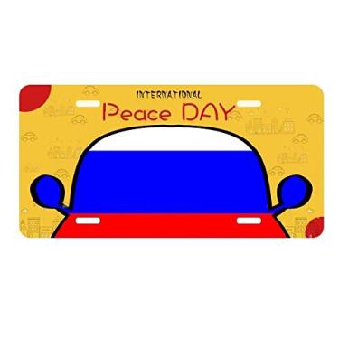 Imagem de DIYthinker Placa de carro com bandeira nacional da Rússia com etiqueta para decoração de carro