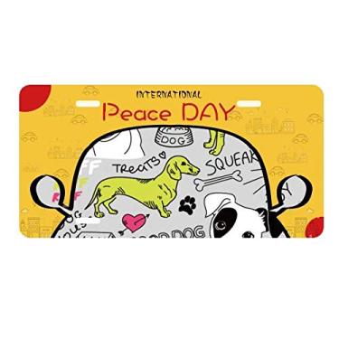 Imagem de DIYthinker Desenho de cachorro com estampa de ilustração de brinquedo placa de carro decoração Dia da Paz