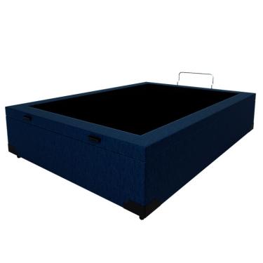 Imagem de Base para Cama Box Casal Guldi com Baú Linho (47x138x188 cm) Azul Marinho