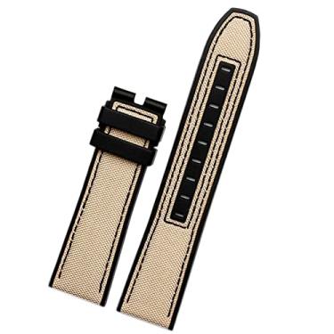 Imagem de DFAMIN Pulseira de relógio de borracha de lona de 22 mm pulseira masculina para Omega Series pulseira de pulseira macia (cor: cáqui sem fecho, tamanho: 22 mm)