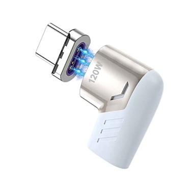 Imagem de Sisyphy Adaptador magnético USB C, conector USB 2.0 tipo C de ângulo reto com carga PD 120W e transferência de dados de 480 Mbps, compatível com MacBook Pro/Air iPad Pro e mais dispositivos USB C