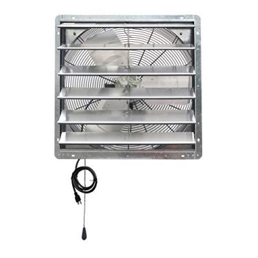 Imagem de iLIVING ILG8SF24V-T 60 cm Shutter Exhaust Sótão Garagem Crescer, Ventilador de Ventilação com Termostato de 2 Velocidades Cabo 3 Plugues de 6 Pés de comprimento, 60 cm - Variável, Prata