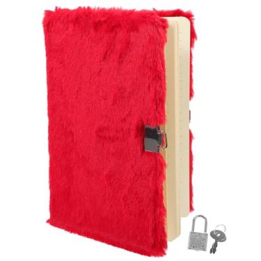 Imagem de Caderno de sintética de pelúcia com e chave, organizador de capa dura forrado A5, bloco de notas, presente para e meninos (vermelho)
