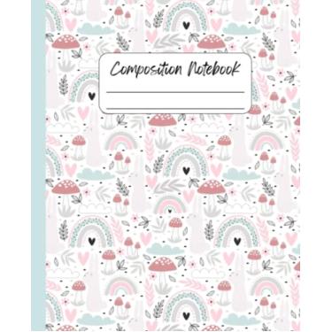 Imagem de Caderno de composição de arco-íris e flores: 19 x 23 cm, pautado para meninas adolescentes, crianças, livro de diário forrado, material de volta às aulas, presente para amantes da natureza, design