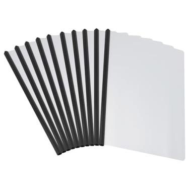 Imagem de PATIKIL Capas de relatório transparentes com barra deslizante, 10 capas de currículo com aderência deslizante de 15 mm, capacidade de 135 folhas, pastas de apresentação A4 para arquivo, currículo,