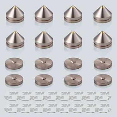 Imagem de Pailvens Protetores de piso com pontas de alto-falante, 4 peças, à prova de choque, isolamento de alto-falante, pés para amplificador HiFi, subwoofer, gravador DAC, toca-discos, base de cone com