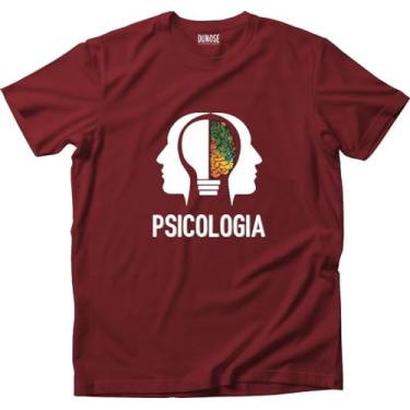 Imagem de Camiseta Algodão Masculina psicologia rostos Lampada Cérebro Tamanho:G;Cor:Vinho