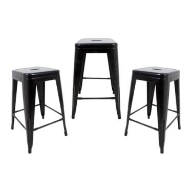 Imagem de Banqueta Clássica para Bar Iron Tolix Design Industrial Média Sem Encosto Preta