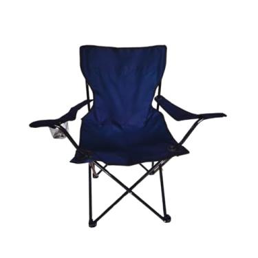 Imagem de Cadeira dobrável portátil de pesca camping acampamento trilha com bolsa adulto e infantil Camuflada (Azul Marinho)