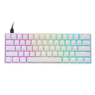 Imagem de Teclado mecânico EPOMAKER SK61 61 61 teclas Hot Swappable 60% com retroiluminação RGB, teclas ABS, impermeável IP68 à prova de poeira para Win/Mac/Gamers (vermelho óptico Gateron, branco)