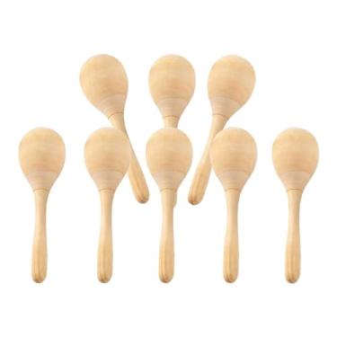 Imagem de Tachiuwa 8 peças de maracas de madeira, maracas pintadas à mão, chocalhos de percussão manual, maracas em branco inacabadas para aniversário, eu