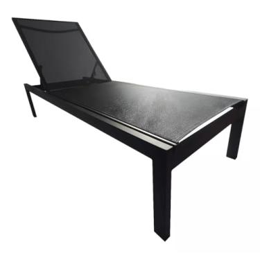 Imagem de Espreguiçadeira de Piscina em Tela Sling e Alumínio Preto Nossa Kasa Móveis