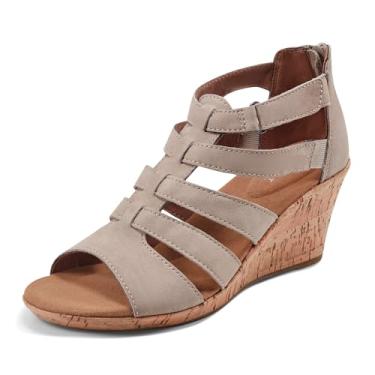 Imagem de Rockport Briah Gladiator Sandália anabela feminina, Nobuck castanho-acastanhado, 8.5 Wide