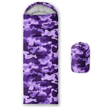 Imagem de Sacos de dormir para adultos e crianças, impressão 3D, saco de dormir para meninas e meninos, leve, impermeável, frio/quente, 3 estações, viagens ao ar livre com bolsas de compressão