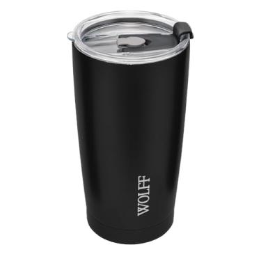 Imagem de WOLFF - Copo Térmico de Aço Inox Parede Dupla Com Tampa 600ml Preto - Para Viagem - Mantém a Bebida na Temperatura Ideal