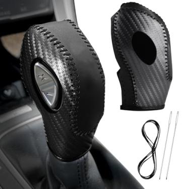 Imagem de KSSZZCO Capa de mudança de marcha de carro de couro para Ford EcoSport Escape/Fiesta/Fusion/Focus/C-Max Energi Wagon/Transit Gear Shift Knob Cover Protector Trim Vehicle Interior Shift Accessories