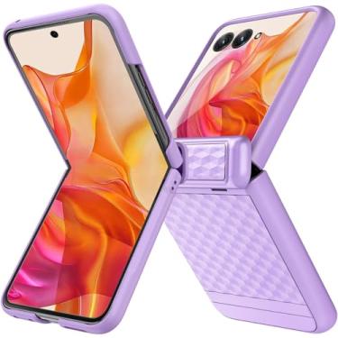 Imagem de Miimall Capa para Motorola Razr Plus 2024 com protetor de tela e proteção de dobradiça, slim fit, à prova de poeira, à prova de choque, resistente, PC rígido, capa de textura elegante para Razr 50