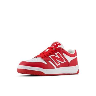 Imagem de New Balance Tênis infantil unissex 480 V1 com cadarço, Equipe vermelho/branco, 6.5 Big Kid