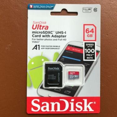 Imagem de Cartão de Memoria 64gb Micro Sd Cl10 100mb/s SDSQUAR Sandisk