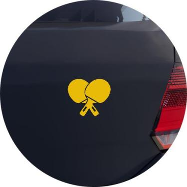 Imagem de Adesivo de Carro Raquetes de Tênis de Mesa Ping Pong - Cor Amarelo - M