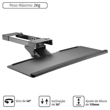 Imagem de Suporte para teclado de mesa retratil com apoio em gel plmst01a - Pcye