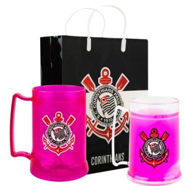 Imagem de Kit 2 Canecas Gel Presente Sacola Corinthians Rosa Mães - Mileno