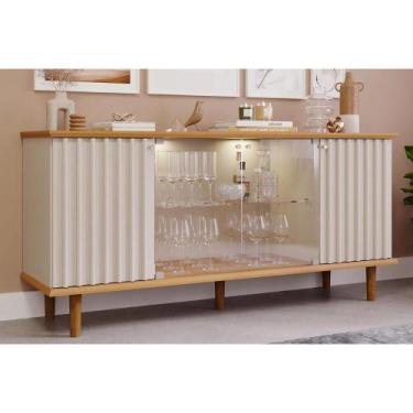 Imagem de Buffet de Sala Jantar Janice 4 Portas c/ Vidro Nature/Off White - Cimo