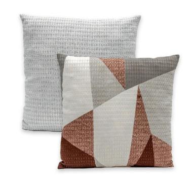 Imagem de Kit 2 Capas de Almofadas PIQUET Favinho Lisa e Estampada 40x40 C/ Zípe
