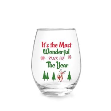 Imagem de Jogskeor É a época mais maravilhosa do ano taça de vinho, presentes de Natal, presentes de ano novo, 425 g, taça de vinho para mulheres, homens, irmãs amigas para festa de casamento de Natal