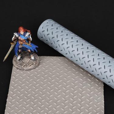 Imagem de AUSPDICE Texture Roller Collection - High-Detail Gaming Accessories for Tabletop RPGs Like DND Dungeons and Dragons 3D Printed S412B Diamond Plate