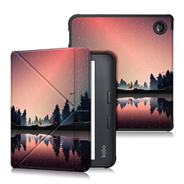 Imagem de Xuanbeier Capa de TPU macio compatível com Kobo Libra Color & Kobo Libra 2 17.8 cm, capa fina e leve com função de suporte, função de suporte, função de despertar/hibernar, crepúsculo