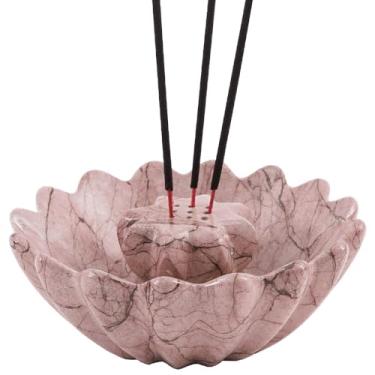 Imagem de Radicaln Suporte de incenso de mármore Marinara 14 cm feito à mão para palitos com 9 furos de incenso - Queimador de incenso ideal para decoração espiritual - Bandejas de cinzas internas - palitos de