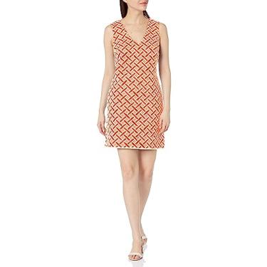 Imagem de Trina Turk Vestido feminino jacquard com bainha de franja, Orange Grove, 40